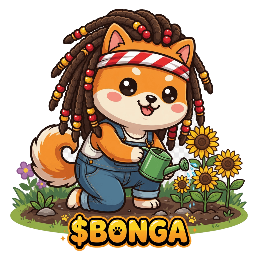 Garden Bonga — Watering sunflowers in overalls